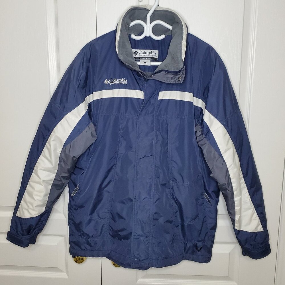 Columbia Men’s Navy Blue and Cream/Grey Ski Jacket Size L